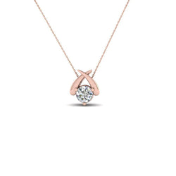 Natural Earth Mined Diamonds Small Women Pendant Necklace 1 Ct Rose Gold 14K Round Cut