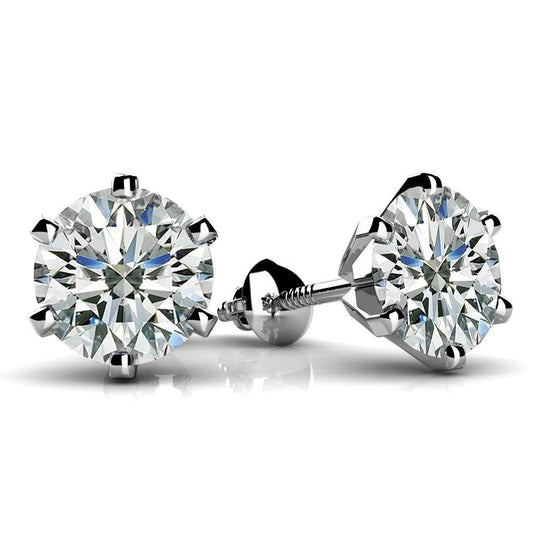 Natural Diamonds Studs Earrings 3.00 Carats White Gold 14K