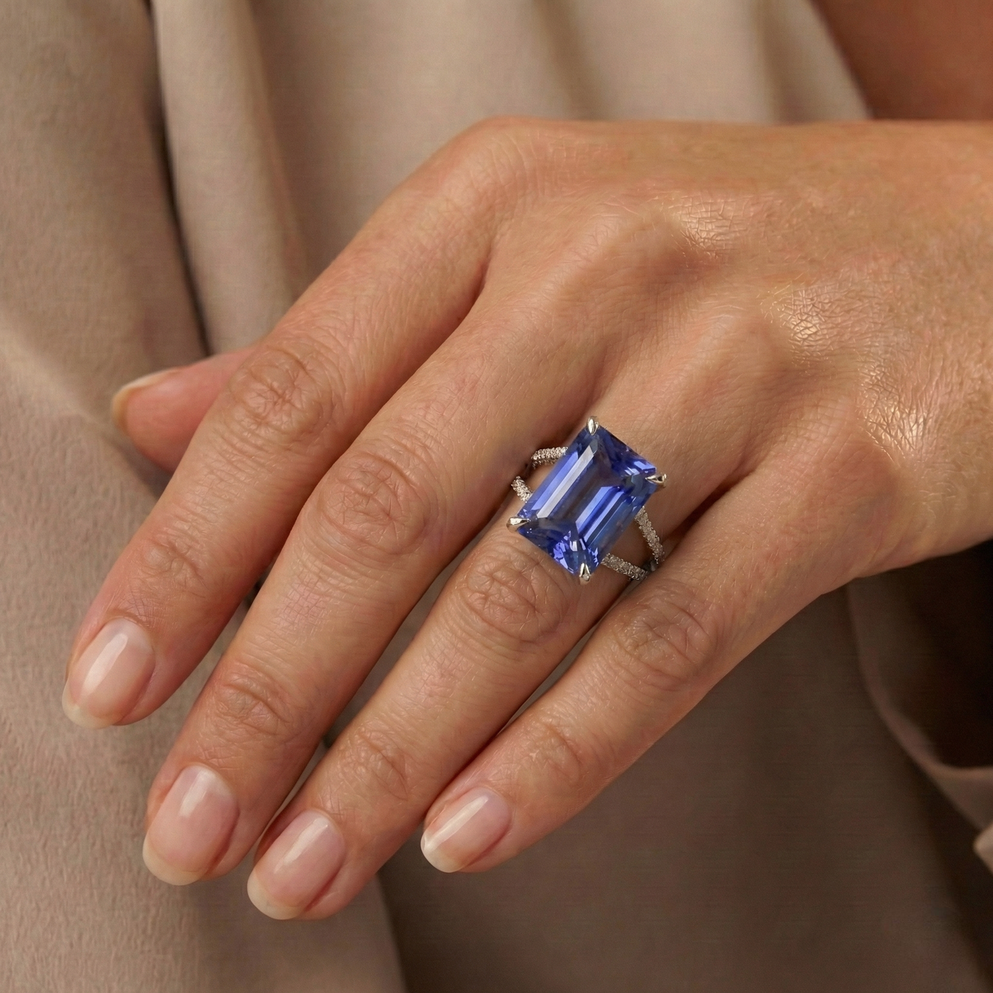 Natural Earth Mined Diamond ( Not Lab Grown ) Ring Big Sapphire Gemstone Jewelry 7.50 Carats Split Shank