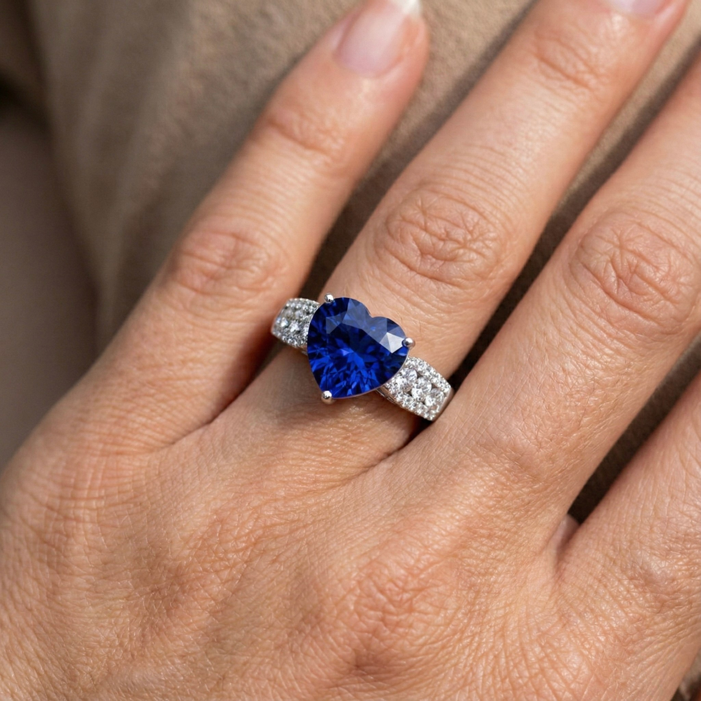 Natural Earth Mined Diamond ( Not Lab Grown ) Ring Heart Shaped Light Blue Sapphire Jewelry 5.50 Carats