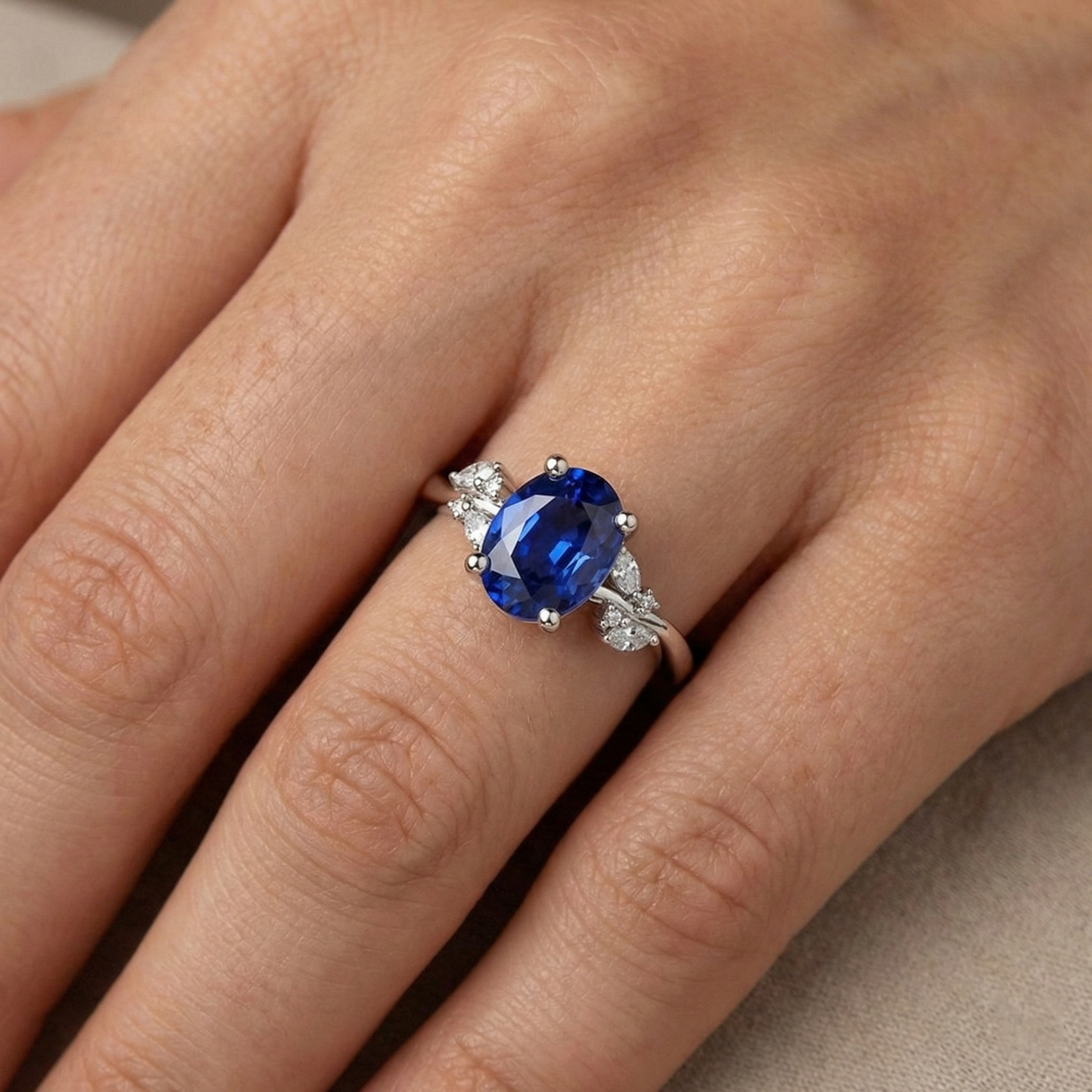 natural round sapphire 4ct ring with diamond accents
