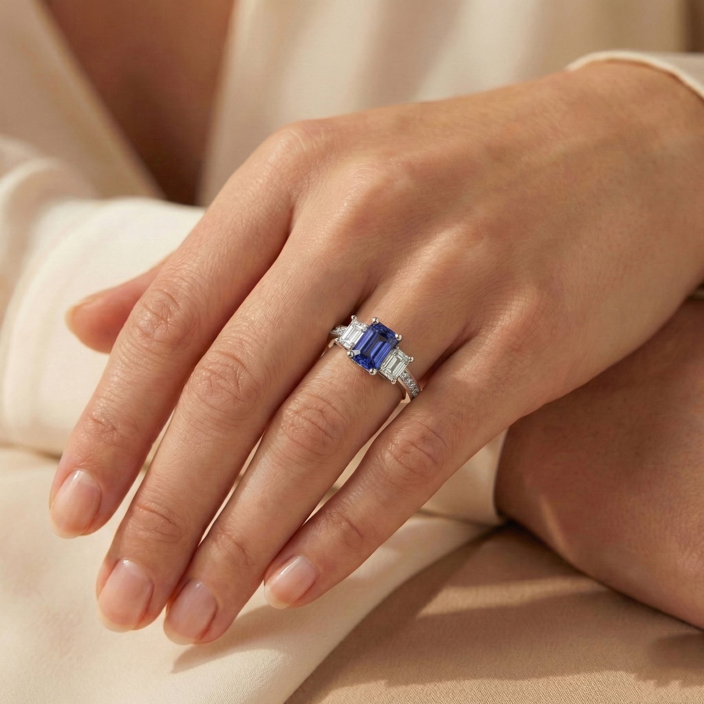 natural princess sapphire 3ct ring band detail