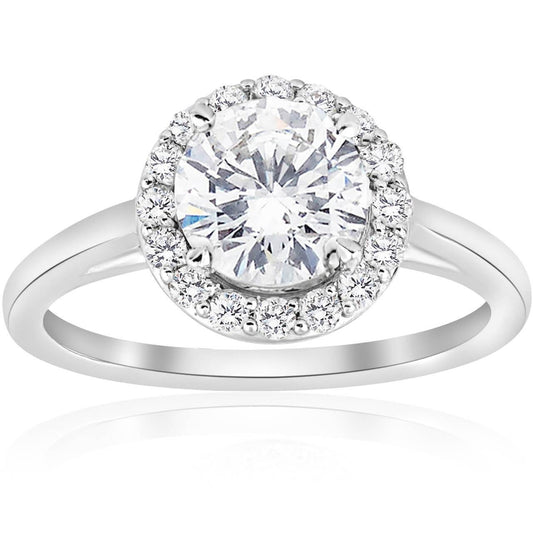 Natural Halo Diamond Engagement Ring 2.50 Carats White Gold 14K - Halo Ring-harrychadent.ca