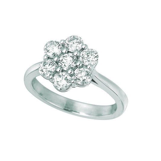 Natural Halo Diamond Flower Fancy Ring 1.47 Carats 14K White Gold - Halo Ring-harrychadent.ca