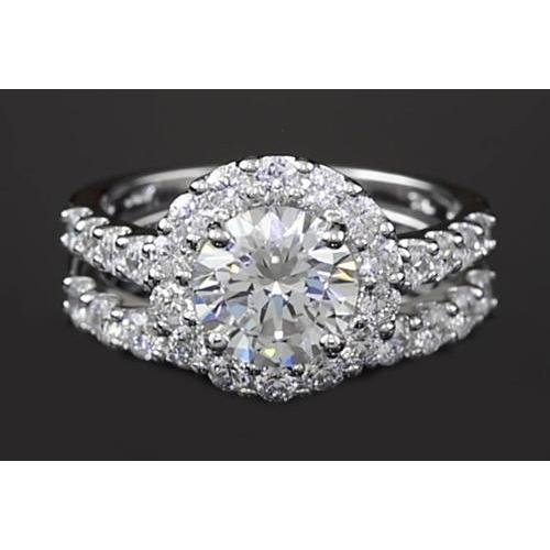 Natural Halo Parallel Double Shank Ring 1.80 Carats