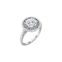 Natural Halo Round Diamond Engagement Ring 2 Carats White Gold 14K