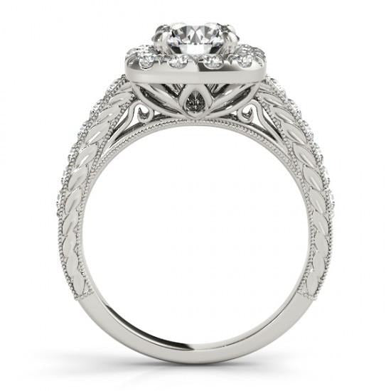 Natural Halo Round Diamond Engagement Ring Antique Style 1.75 Carat WG 14K - Halo Ring-harrychadent.ca