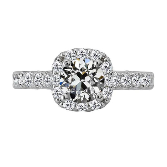 Natural Halo Wedding Ring Round Old Mine Cut Diamond Jewelry 4.50 Carats