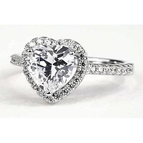 Natural Heart Diamond Halo Ring 2.40 Carats