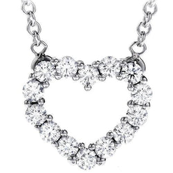Natural Heart Shape Pendant Necklace 2.80 Ct. Round Cut Diamonds Gold White