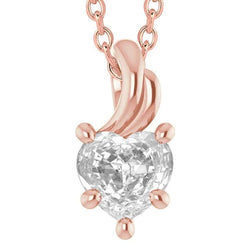 Old European Heart Natural Earth Mined Diamond Pendant 5 Carats Rose Gold 14K Prong Set