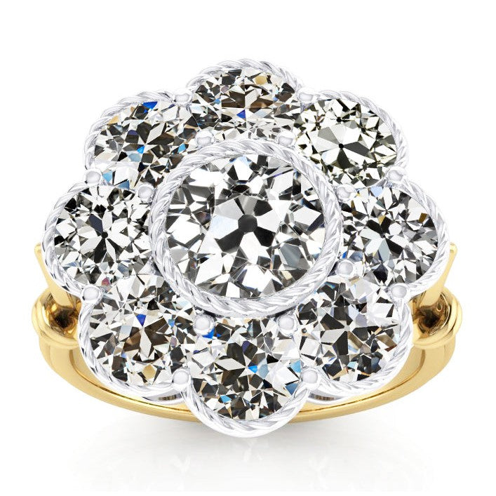 Old Miner Natural Earth Mined Diamonds Halo Ring Round Cut ...