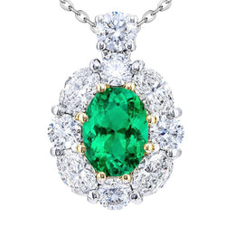GIA-Certified Stone Pendant Necklace – Emerald 6 ct 14 Karat Two