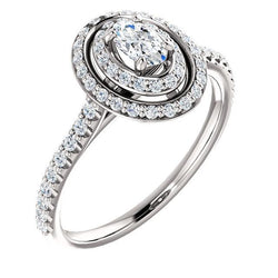 Natural Oval Diamond Halo Ring 1.96 Carat White Gold 14K Jewelry