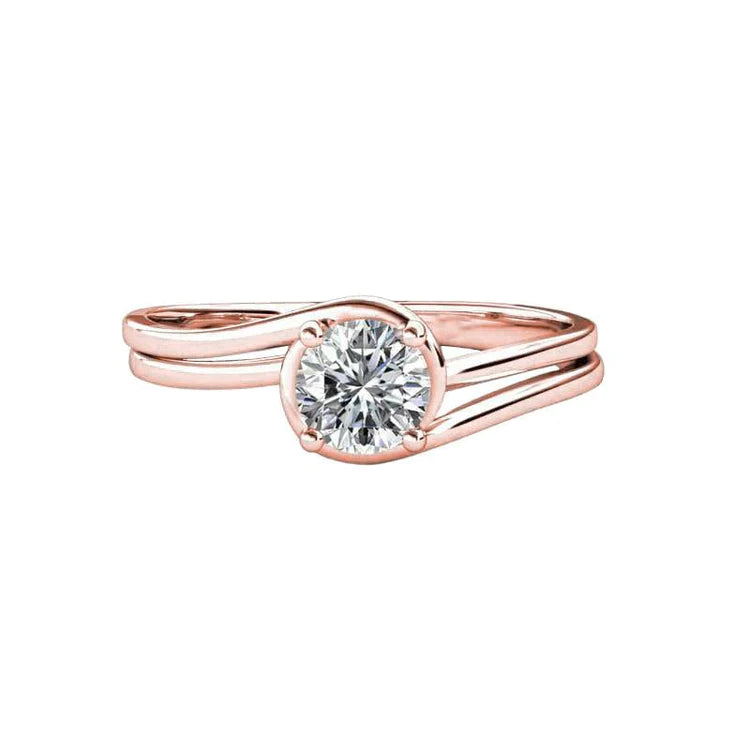 Natural Rose Gold Solitaire Round Diamond Engagement Ring 1.75 Ct