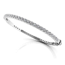 Round Natural Earth Mined Diamond Bangle 5.40 Ct Solid Gold Fine Jewelry