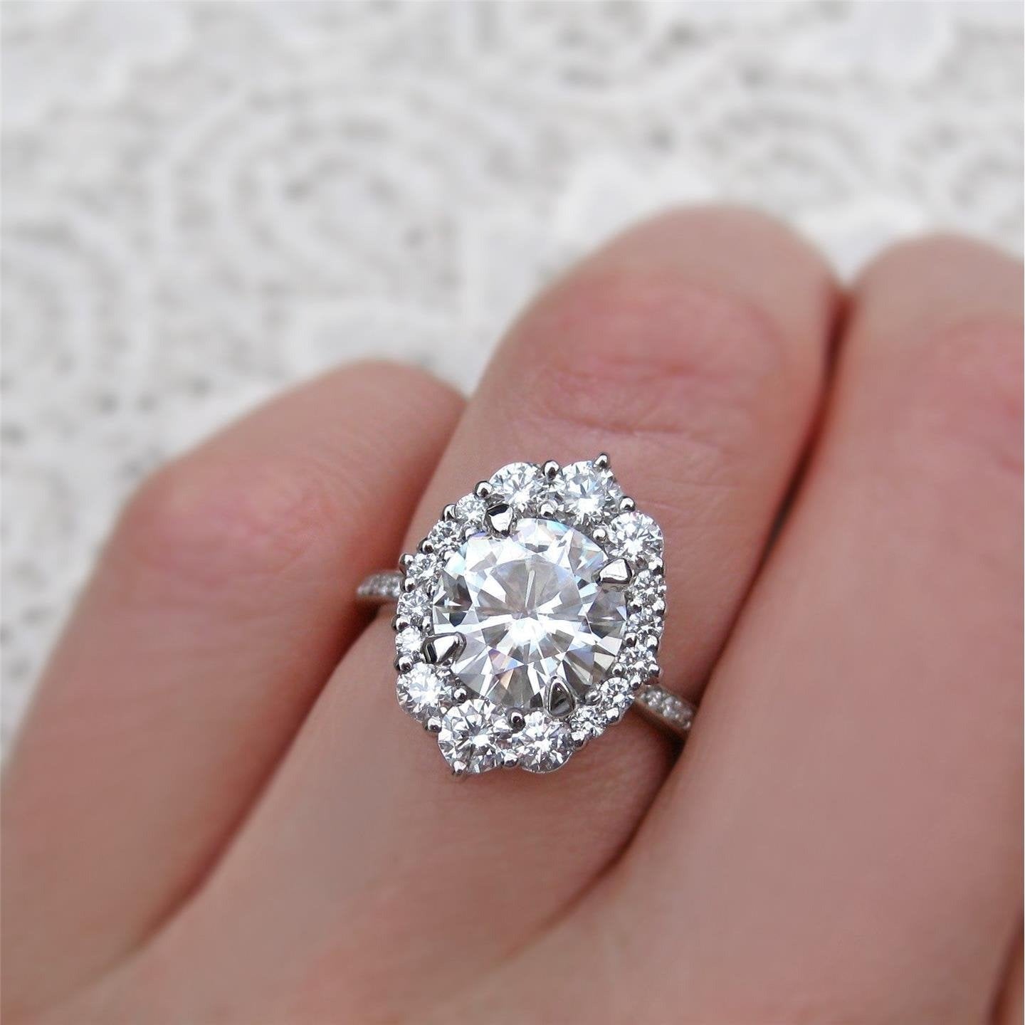 Natural Round Diamond Wedding Anniversary Halo Ring 2.50 Carats White Gold 14K - Halo Ring-harrychadent.ca