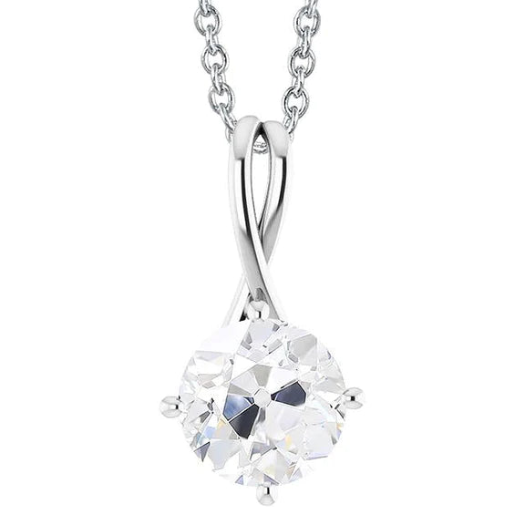 Natural Round Old Cut Diamond Pendant Jewelry 2.50 Carats Prong Set