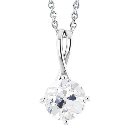 Natural Round Old Cut Diamond Pendant Jewelry 2.50 Carats Prong Set