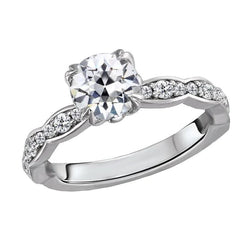 Natural Round Old Cut Diamond Ring White Gold Double Prong Set 4 Carats