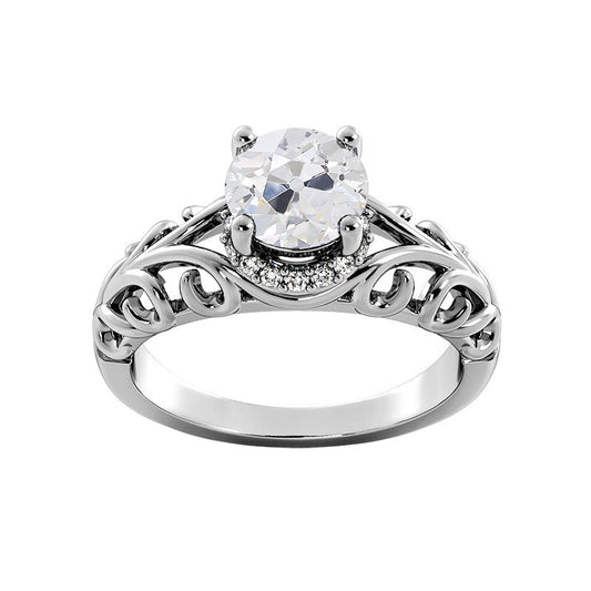 Natural Round Old Miner Diamond Ring Prong Set 2.75 Carats Vintage Style