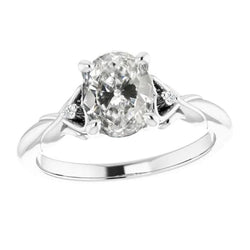 Round & Oval Old Cut Natural Earth Mined Diamond 3 Stone Ring 14K Gold 3.50 Carats
