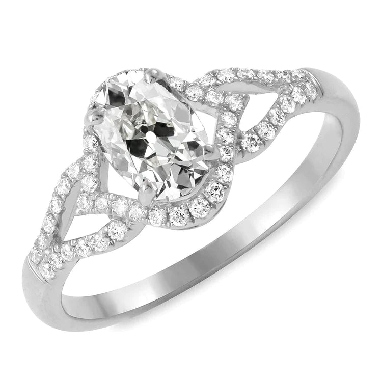 Natural Round & Oval Old Mine Cut Diamond Fancy Ring Split Shank 7 Carats