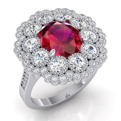 Natural Ruby Ring 4.50ct - White Gold 14K