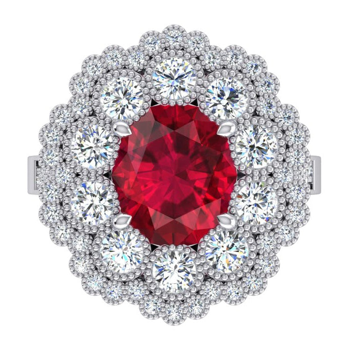 Natural Ruby And Diamond Wedding Ring White Gold 14K 4.50 Carats