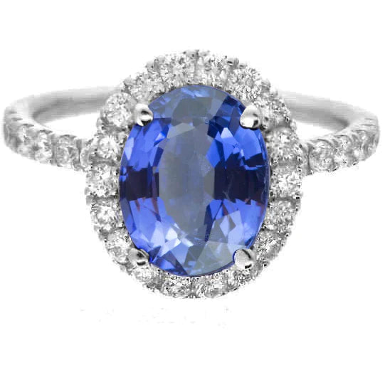 Natural Sapphire Engagement Halo Ring