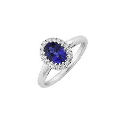 Natural Sapphire Halo Ring Oval Cut