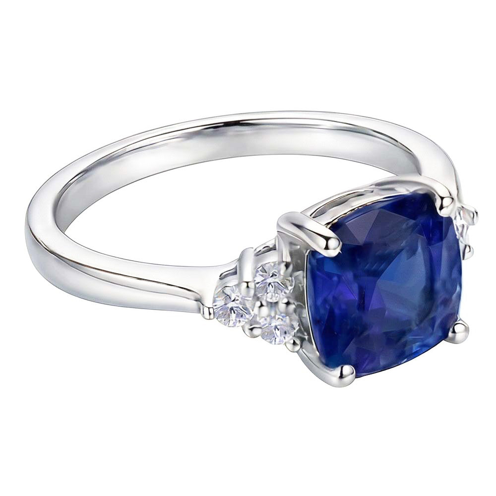 Natural Sapphire Ring 2.50ct - White Gold 14K