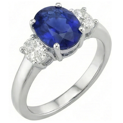 Natural Sapphire Ring 5ct - White Gold 14K
