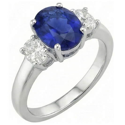 Natural Sapphire Ring 5ct - White Gold 14K