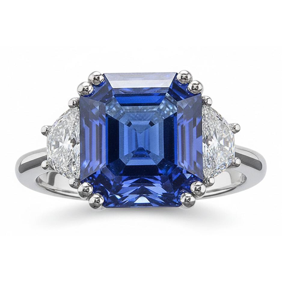 Natural Sapphire Ring 5ct - White Gold 14K