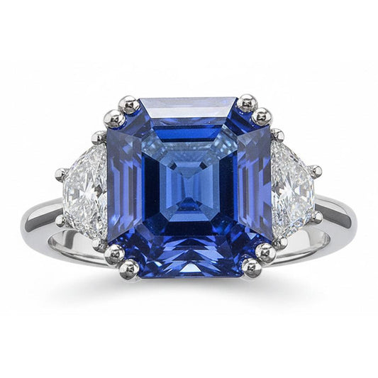 Natural Sapphire Ring 5ct - White Gold 14K