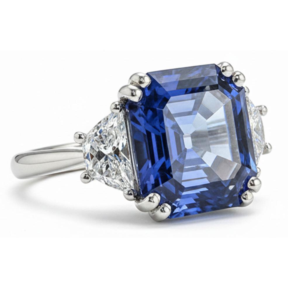 Natural Sapphire Ring 5ct - White Gold 14K