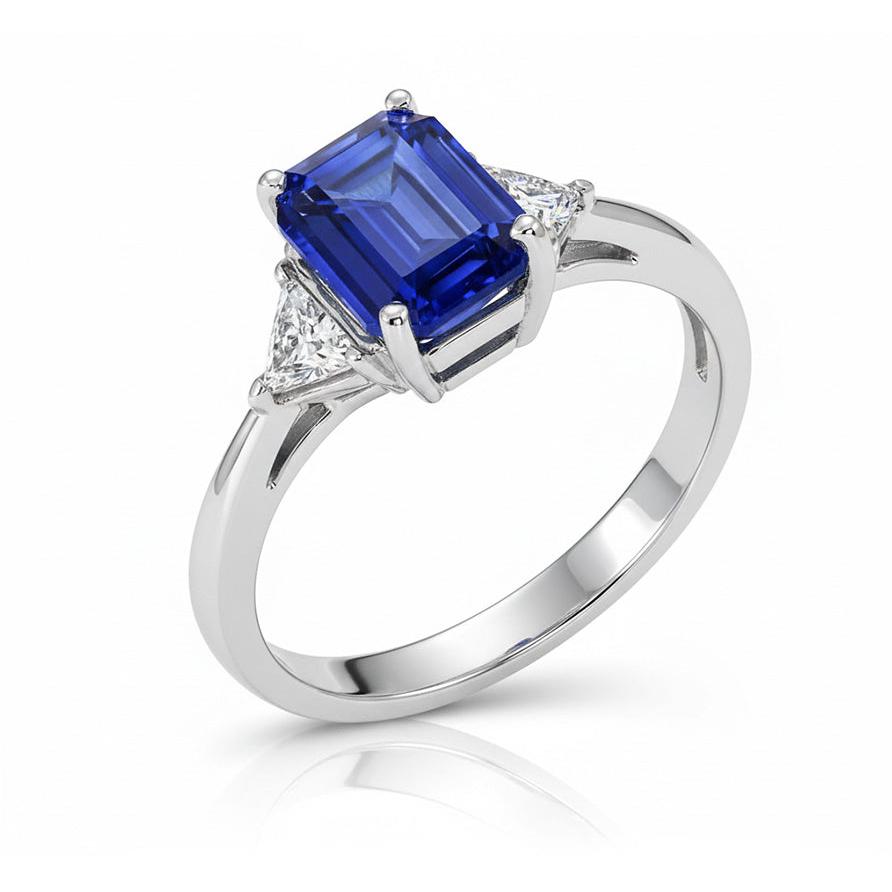 Natural Sapphire Ring 7ct - White Gold 14K