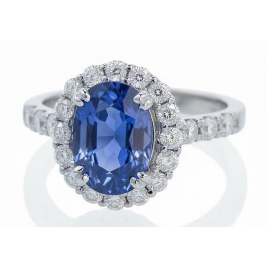 Natural Sapphire Ring 9.75ct - White Gold 14K