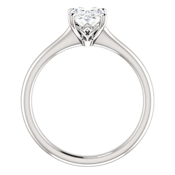 Natural Solitaire Engagement Ring 3 Carats Oval 4 Prong Setting 
