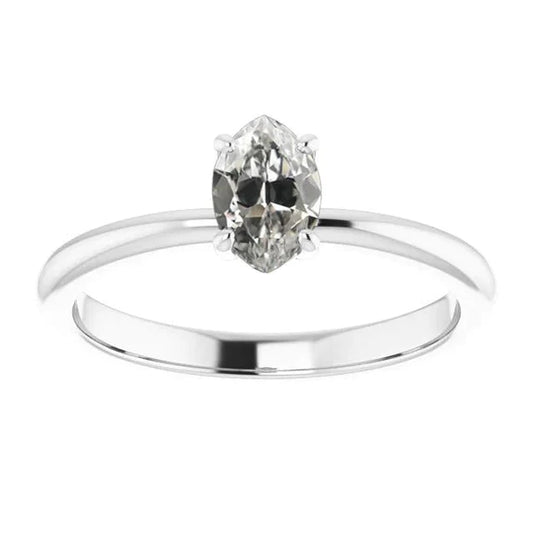 Natural Solitaire Marquise Old Miner Diamond Anniversary Ring 1 Carat White Gold