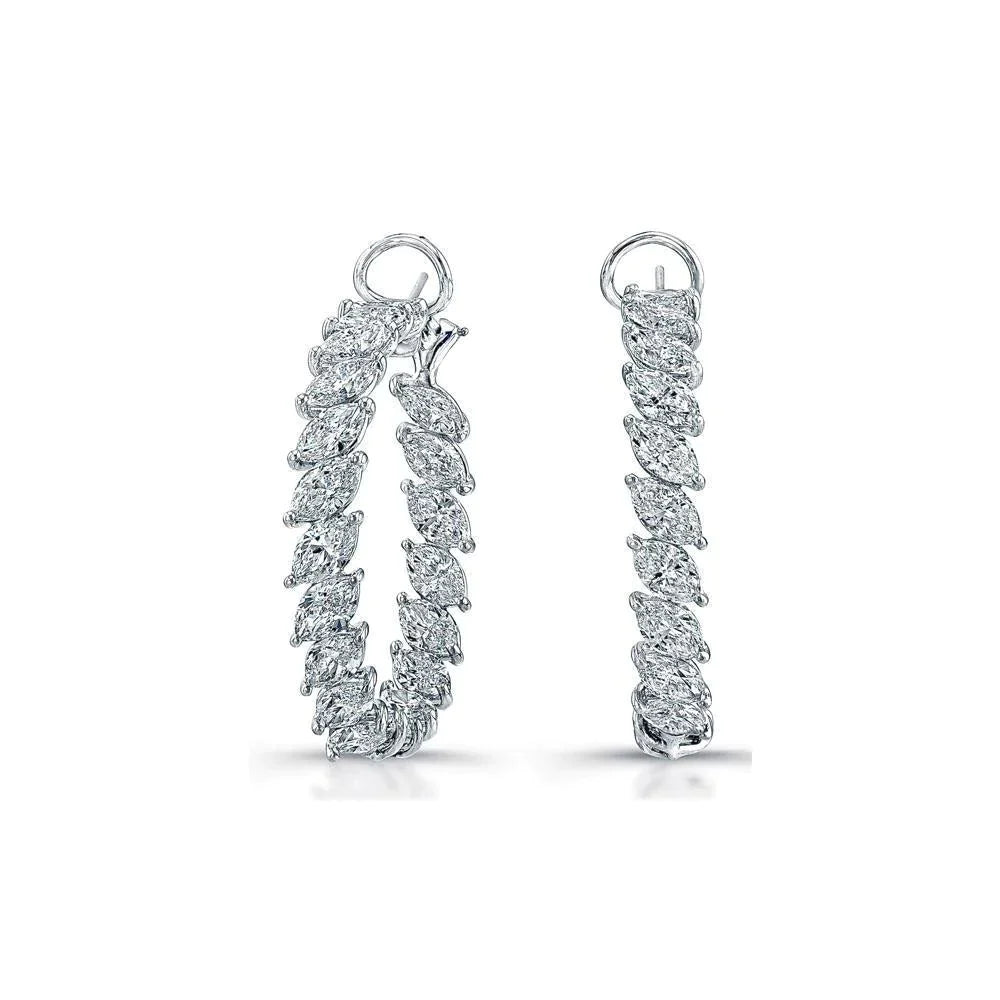 Natural Sparkling Marquise Diamond Hoop Earrings