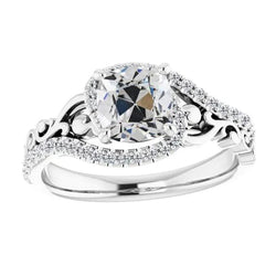 Vintage Style Round & Cushion Old Mine Cut Natural Earth Mined Diamond Ring 6 Carats