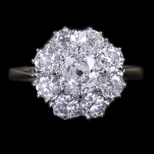 Natural White Gold Cluster Engagement Ring