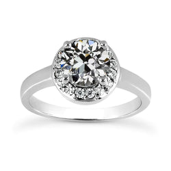 White Gold Halo Engagement Ring Round Old Miner Natural Earth Mined Diamond 3.25 Carats