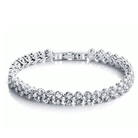 Natural White Gold Round Cut Sparkling 4 Carats Diamonds Tennis Bracelet