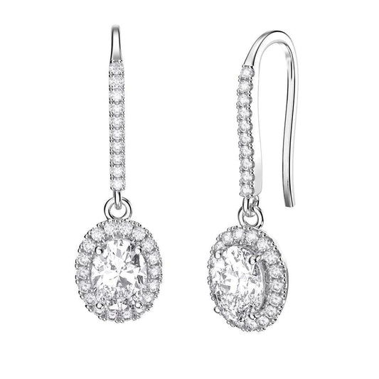 Natural Women Dangle Earrings 5.40 Carats White Gold 14K