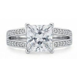 Natural Earth Mined Diamond Anniversary Fancy Ring 3.51 Carat Princess Gold White