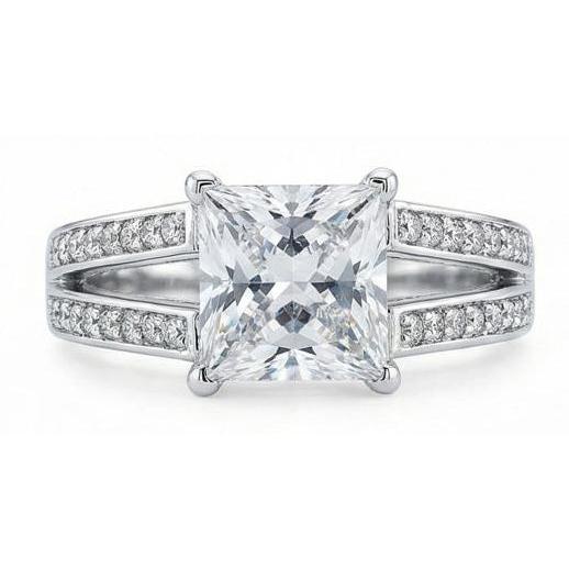 Natural Earth Mined Diamond Anniversary Fancy Ring 3.51 Carat Princess Gold White