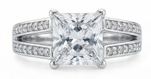 Natural Earth Mined Diamond Anniversary Fancy Ring 3.51 Carat Princess Gold White